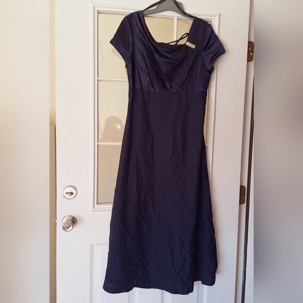 Vintage Liz Claiborne Night Dress~Navy Blue~90s~Lace Up Back~Size 12